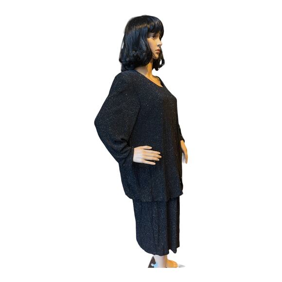 Formal Onyx Nite black pop over shimmering formal drop waist dress size 18 - Picture 8 of 13